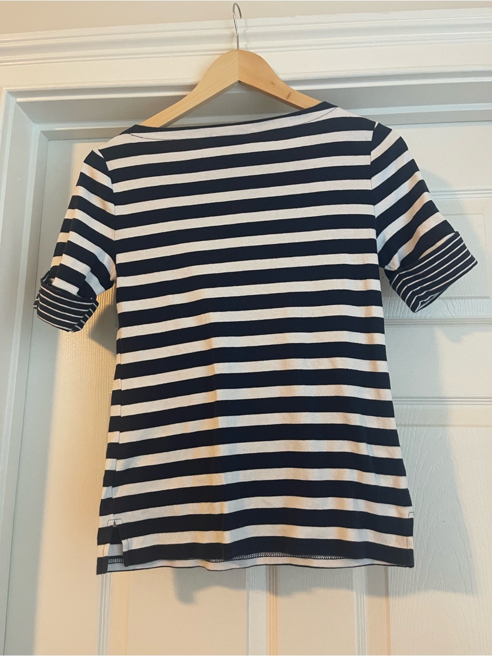 Lauren Ralph Lauren Navy and White Striped Boatneck Tee - Picture 4 of 4